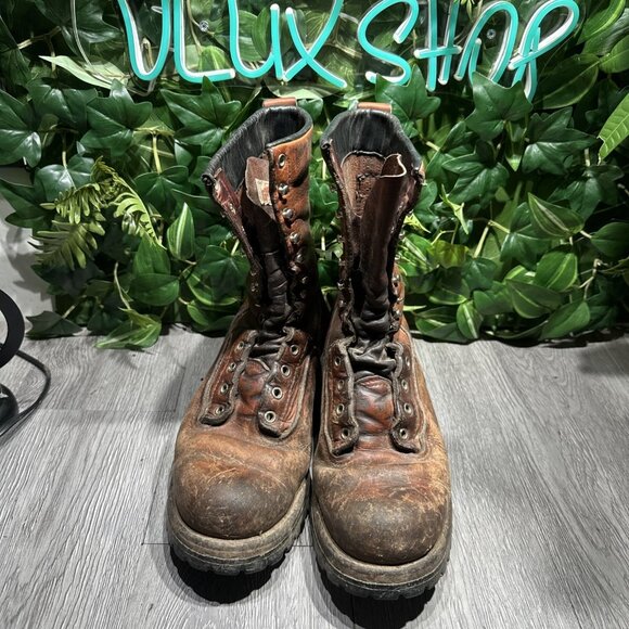 VTG Red Wing Logger Work Boots sz 9 US Brown Leather Vibram Soles Soft Toe main image 12
